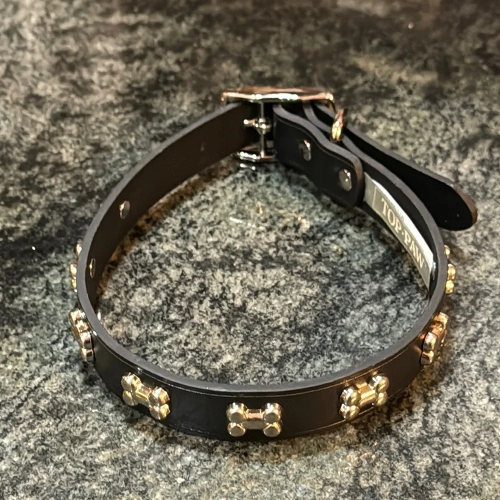 Top Paw Black Studded Leather Collar